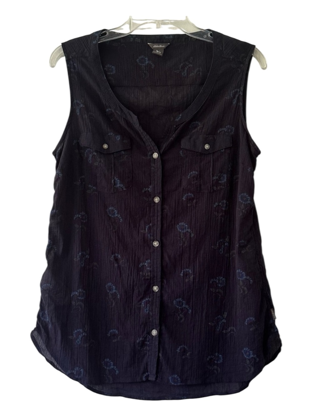 Eddie Bauer Sleeveless Top lightweight Navy Blue Sz M Summer Casual